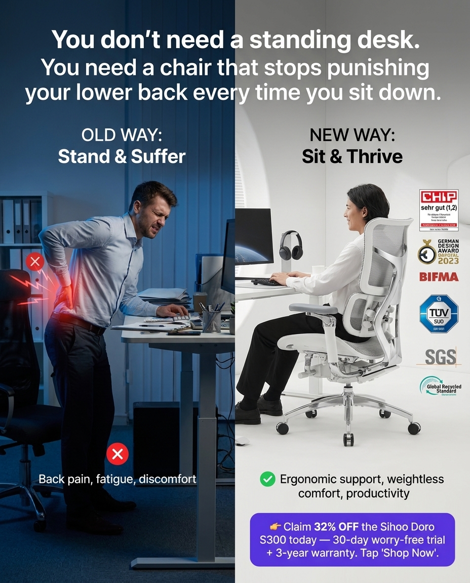 Ergonomic chair ad creative — variant 3